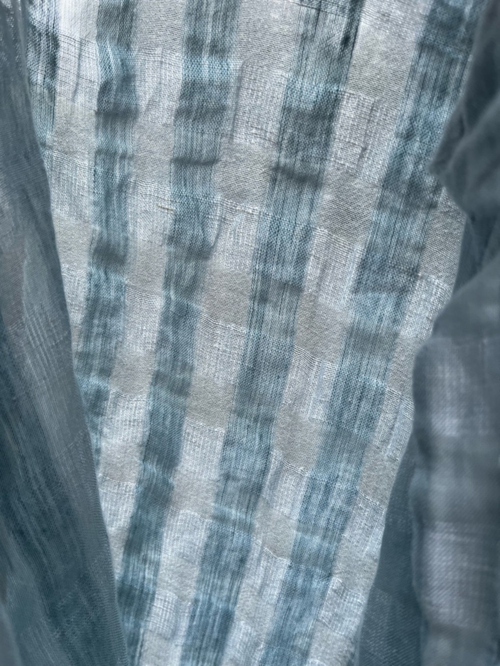 Poetry Light Blue Plaid Linen Cotton Blend Texured Jacquard Minimalist Blouse 8 - Picture 14 of 16